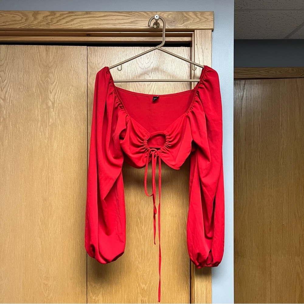 SHEIN Cut-Out Crop Top in Red NWOT